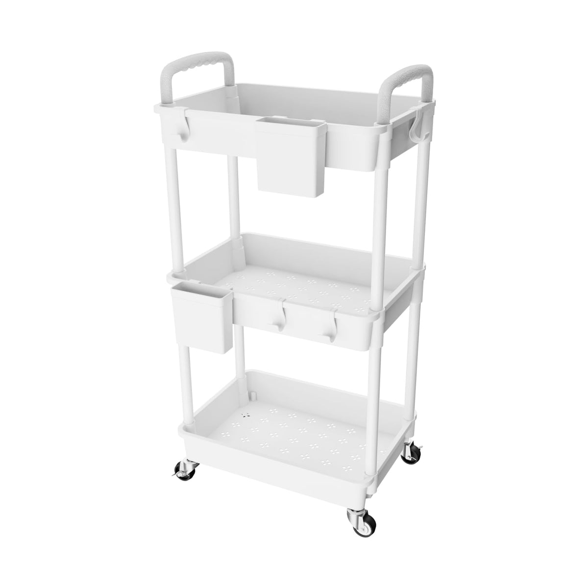 4 Tier Rolling Utility Cart with Drawer,REBECAT Utility Cart Made of Multifunctional Storage Organizer Tool for Kitchen,Bathroom,Living Room,Office(Black)