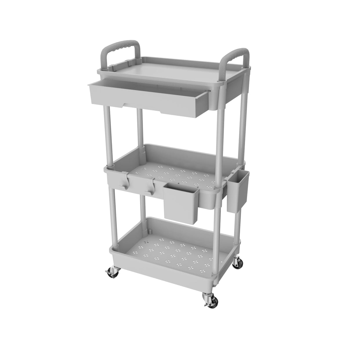 4 Tier Rolling Utility Cart with Drawer,REBECAT Utility Cart Made of Multifunctional Storage Organizer Tool for Kitchen,Bathroom,Living Room,Office(Black)