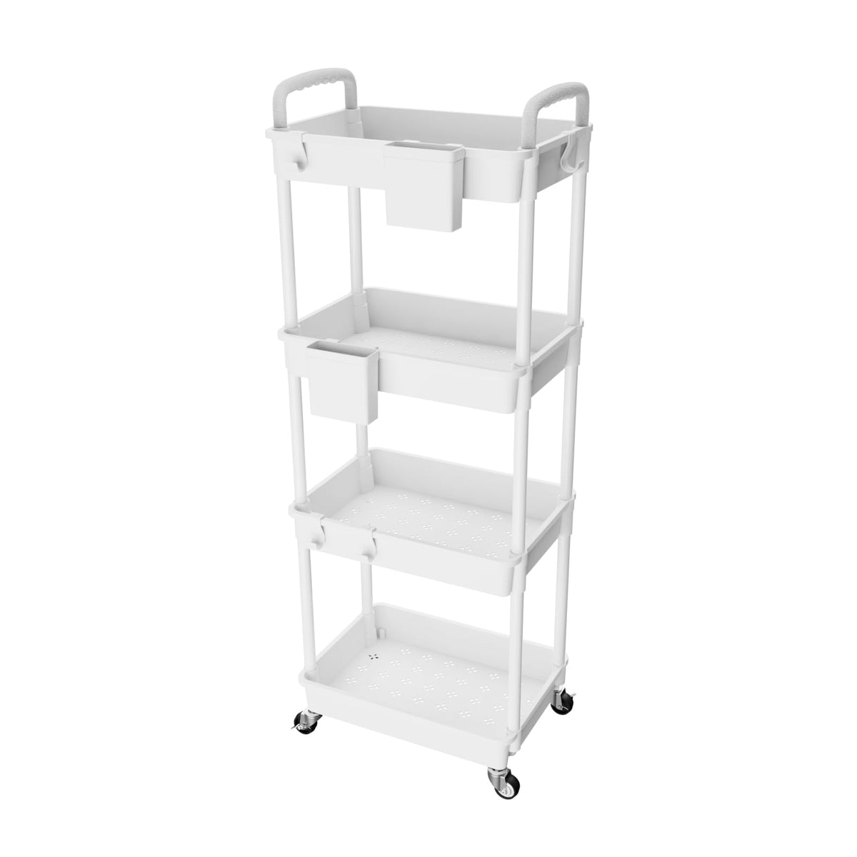 4 Tier Rolling Utility Cart with Drawer,REBECAT Utility Cart Made of Multifunctional Storage Organizer Tool for Kitchen,Bathroom,Living Room,Office(Black)