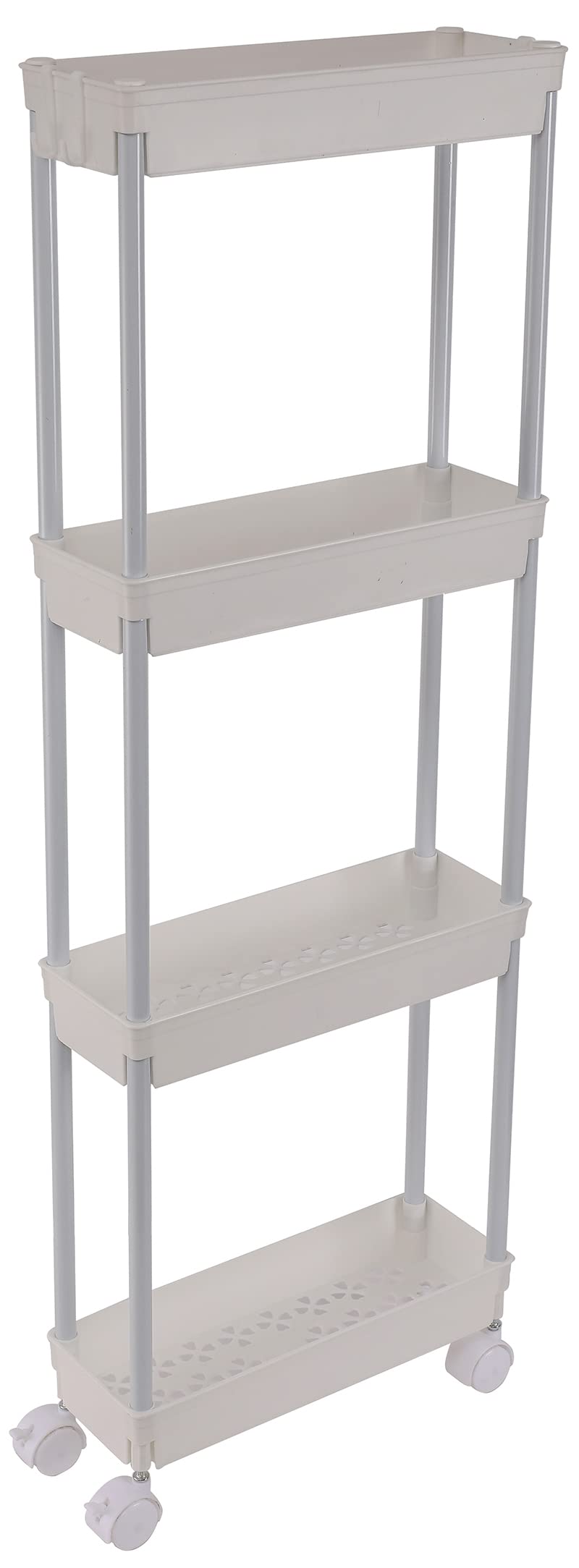 Sooyee Slim Clear 3-Tier Plastic Rolling Utility Cart with Wheels