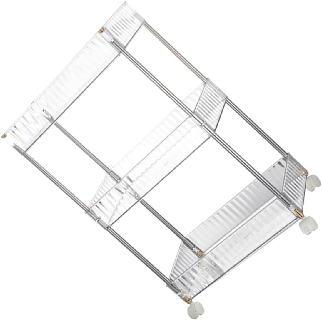 Three Layer Bathroom Storage Cart Plastic Stainless Steel Organizer