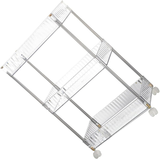 Three Layer Bathroom Storage Cart Plastic Stainless Steel Organizer