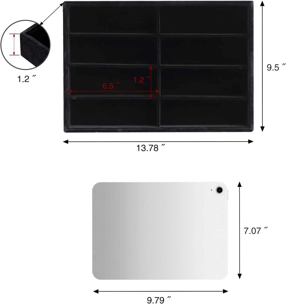 Stratalife 8 Grids Drawer Sunglasses Organizer Tray, Black Velvet