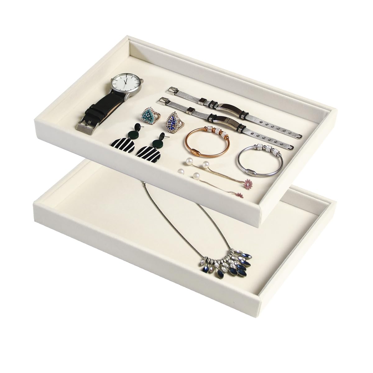 Coward Sunglass Organizer, Beige Velvet Glasses Trays - Eyeglasses Watches Jewelry Display - Men Women (8 Grids)