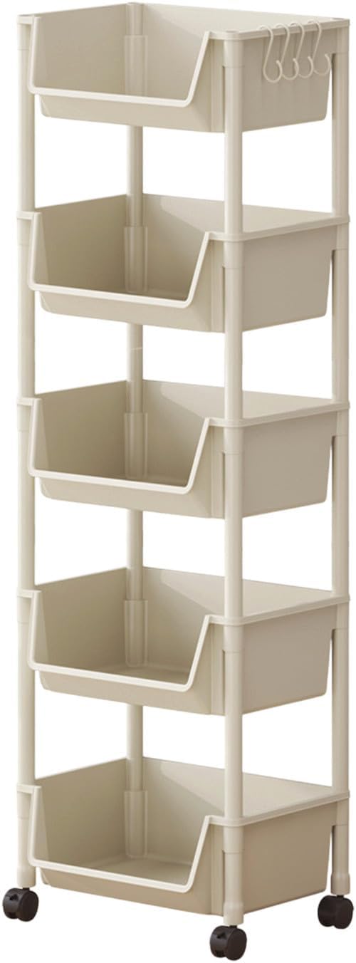5-Tier Rolling Storage Rack with Wheels Shelves Shelf Storage