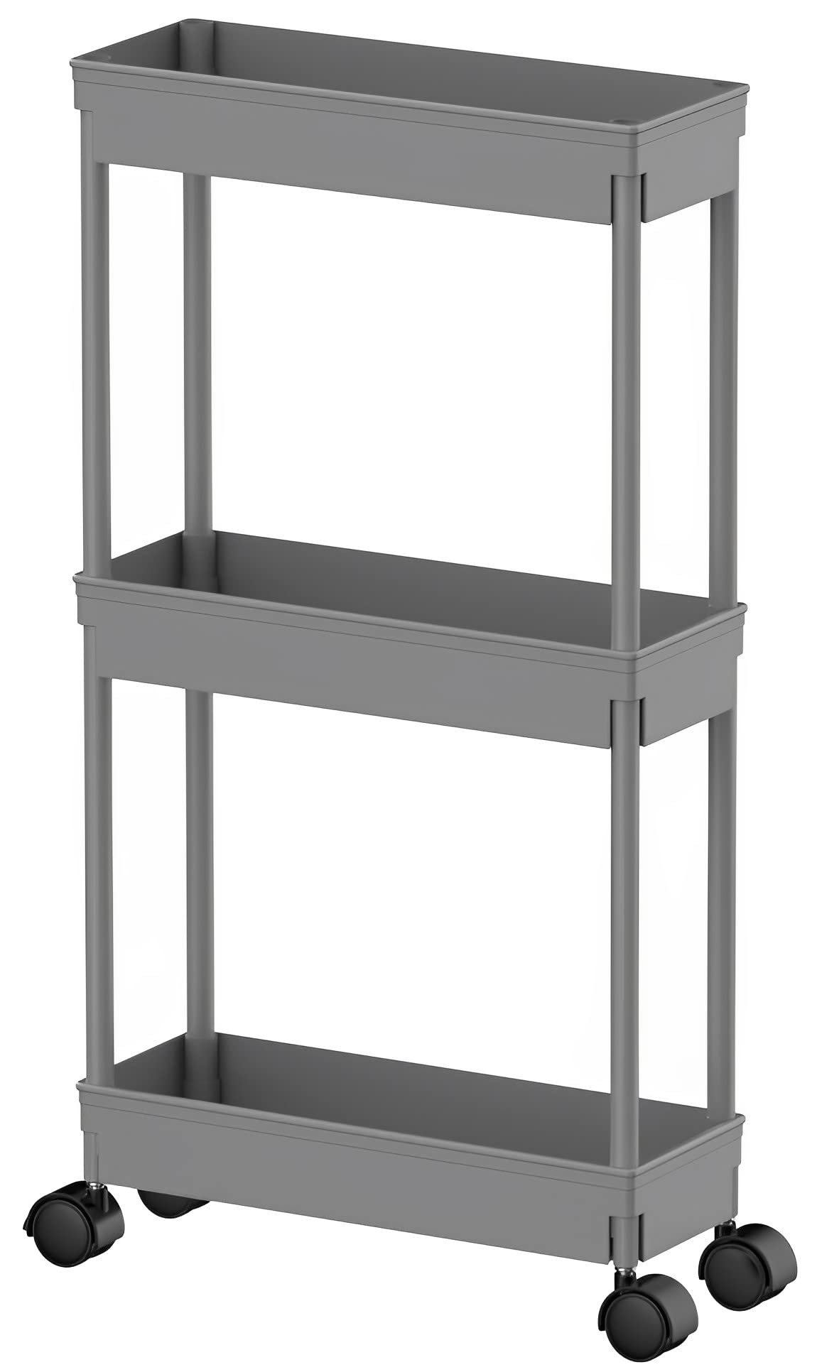 Sooyee Slim Clear 3-Tier Plastic Rolling Utility Cart with Wheels