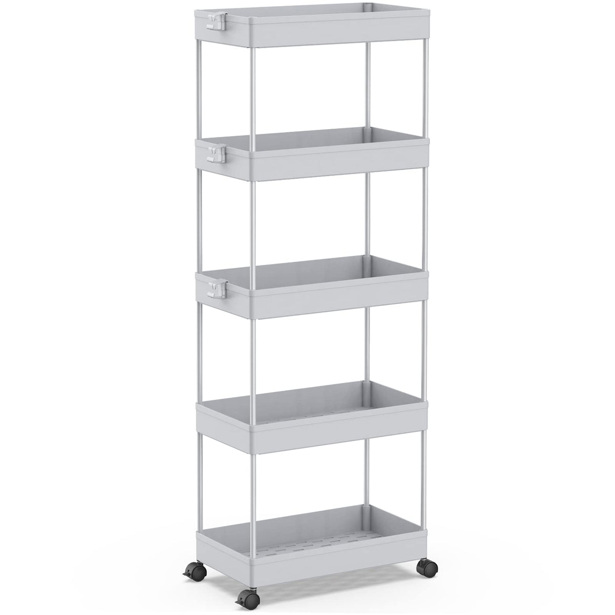 SPACEKEEPER 3 Tier Acrylic Storage Rolling Cart Clear Bathroom Cart Organizer, Transparency Laundry Room Organization Mobile Shelving Unit Multifunction Rolling Utility Cart for Office Living Room