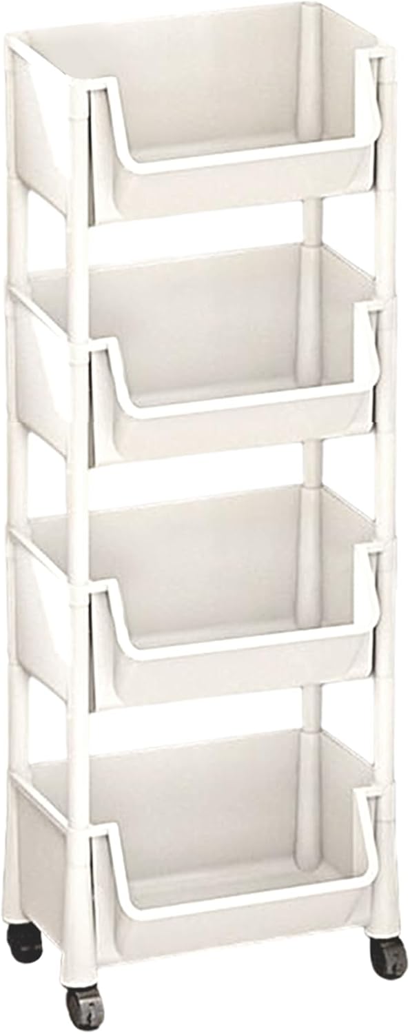 Rolling Utility Cart 2/3/4 Tier Storage Cart Organizer with Wheels Multi-Functional Storage Trolley for Home Office Living Room Kitchen