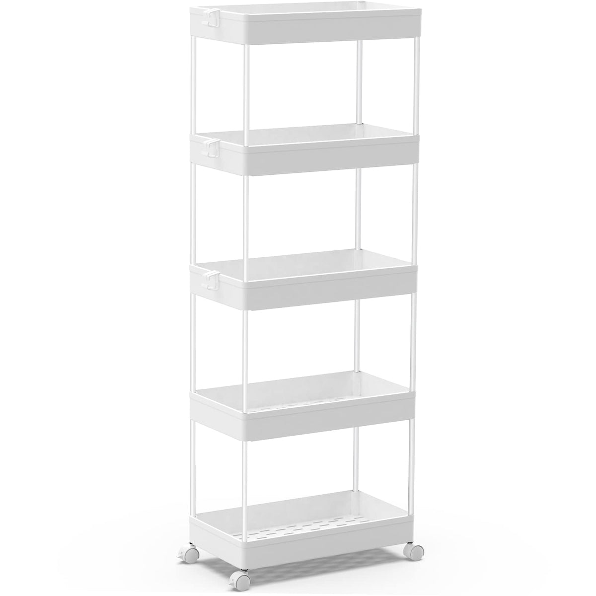 SPACEKEEPER 3 Tier Acrylic Storage Rolling Cart Clear Bathroom Cart Organizer, Transparency Laundry Room Organization Mobile Shelving Unit Multifunction Rolling Utility Cart for Office Living Room