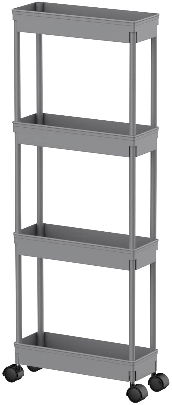 Sooyee Slim Clear 3-Tier Plastic Rolling Utility Cart with Wheels