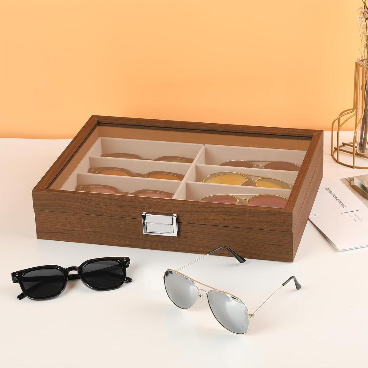 Wooden Sunglasses Organizer Box, Eyewear Display Eyeglass Case, Glasses Storage Box Sunglass Holder Gifts