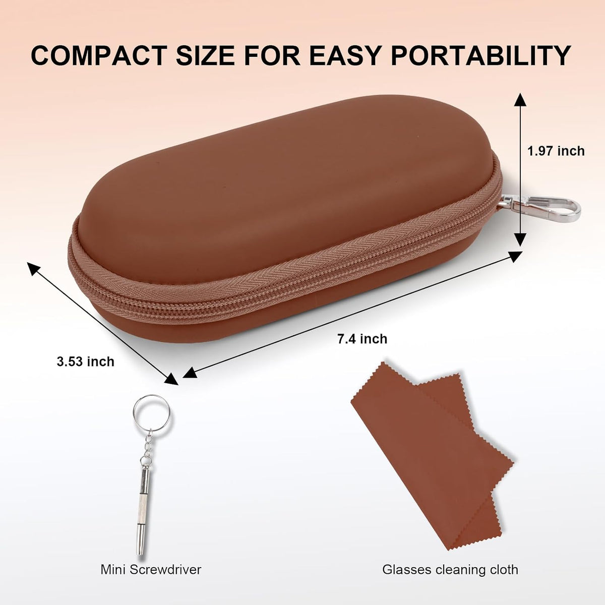 Double Glasses Case,Dual Eyeglasses & Sunglasses Organizer with Clip Zipper Closure for Travel 2 Pairs Storage Box