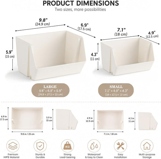 Lae Nuvole Wall Mounted Storage Organizer Bins, Adhesive Baskets 4 Pack