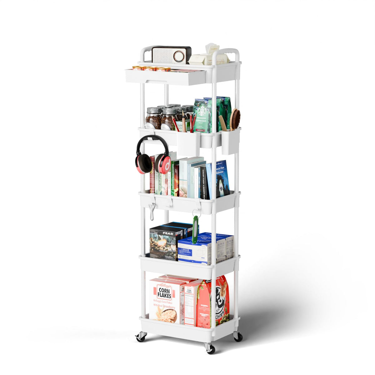 Sorgion 3 Tier Rolling Cart Organizer,Laundry Room Bathroom Organizers and Storage Office Shelves Mobile Shelving Unit Kitchen Trolley Cart with Wheels for Art,Craft,Diaper,Bedside,Snack(Green)