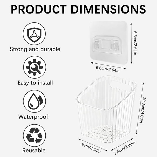 8 Pack Wall Mount Organizer, Cabinet Storage Bins with Self-Adhesive Hooks