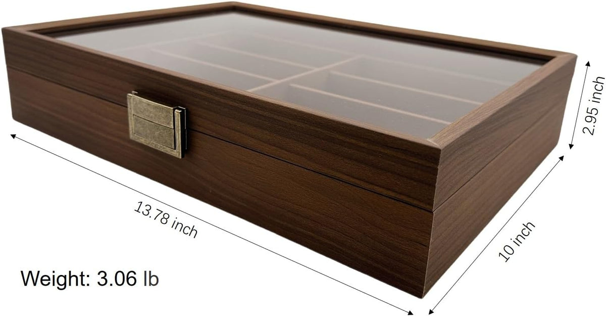 Antique Glasses Storage Box, Sunglasses Storage Case, Collection Case, Accessories Storage, Wooden, Holds 8-Slot