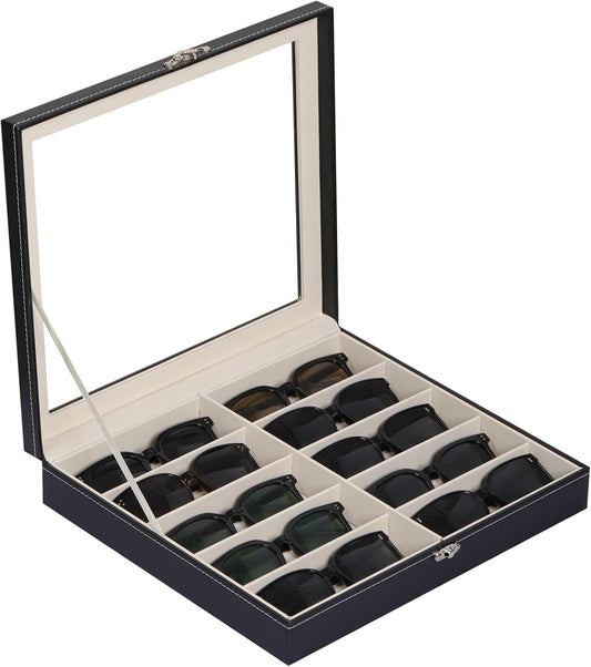 AUTOARK Large Sunglasses Organizer Case,10 Slot,Black,MKAW-111