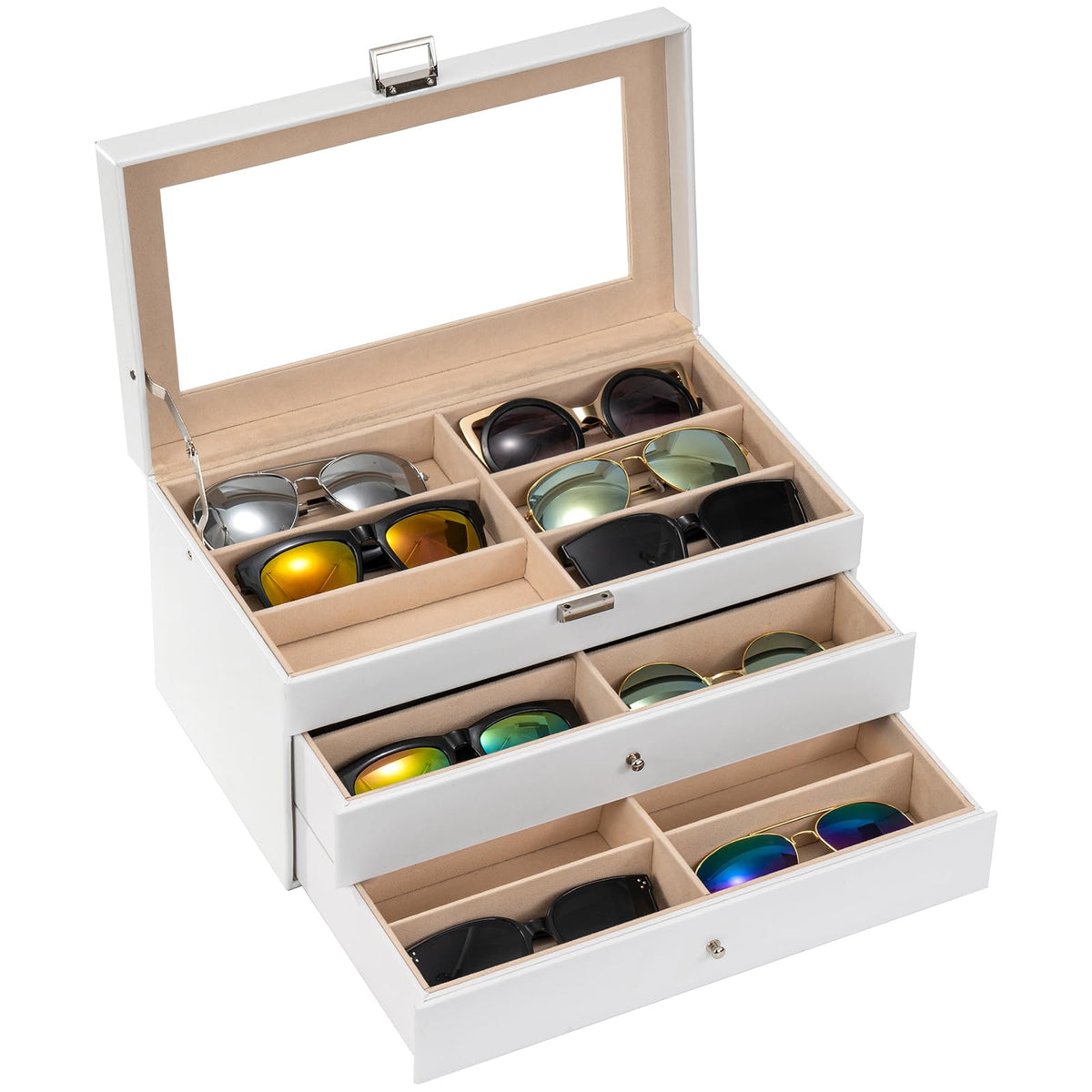 ProCase 3-Layer Sunglasses Storage Organizer -Black