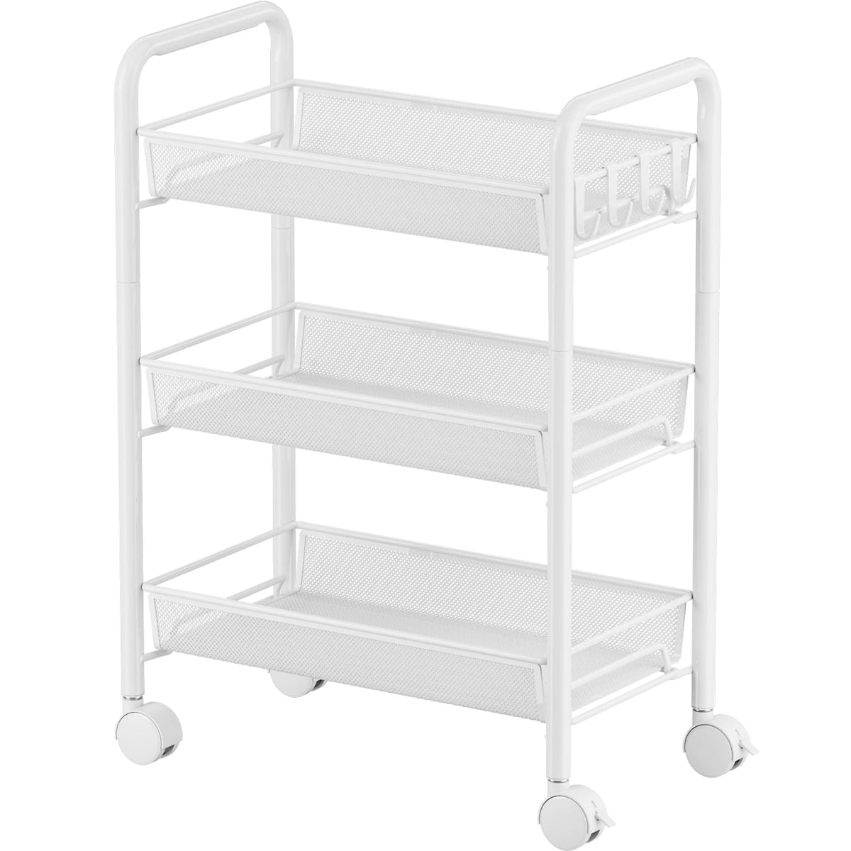 JANE EYRE 5-Tier Rolling Utility Storage Rack Cart on Wheels, Trolley Craft cart, Multi-Purpose Organizer Shelf, White