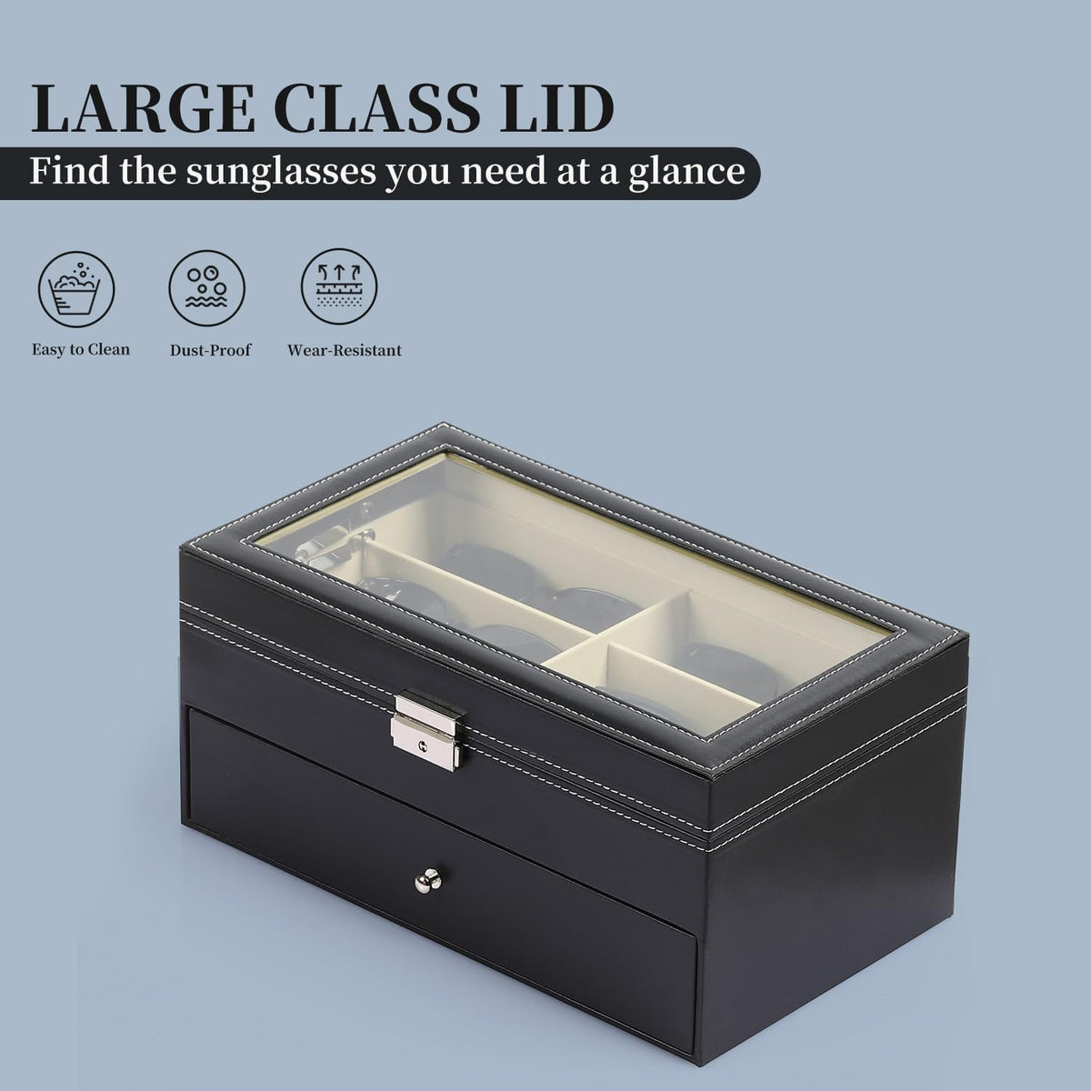 AUTOARK Leather 12 Piece Sunglass Storage Display Case,Black,AW-023