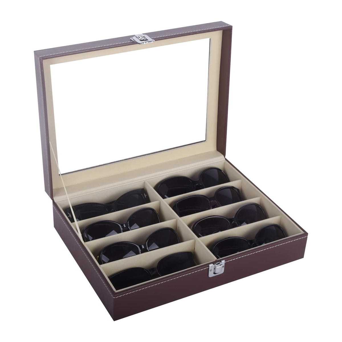 AUTOARK Leather 8 Piece Eyeglasses Storage and Sunglass Glasses Display Case Organizer