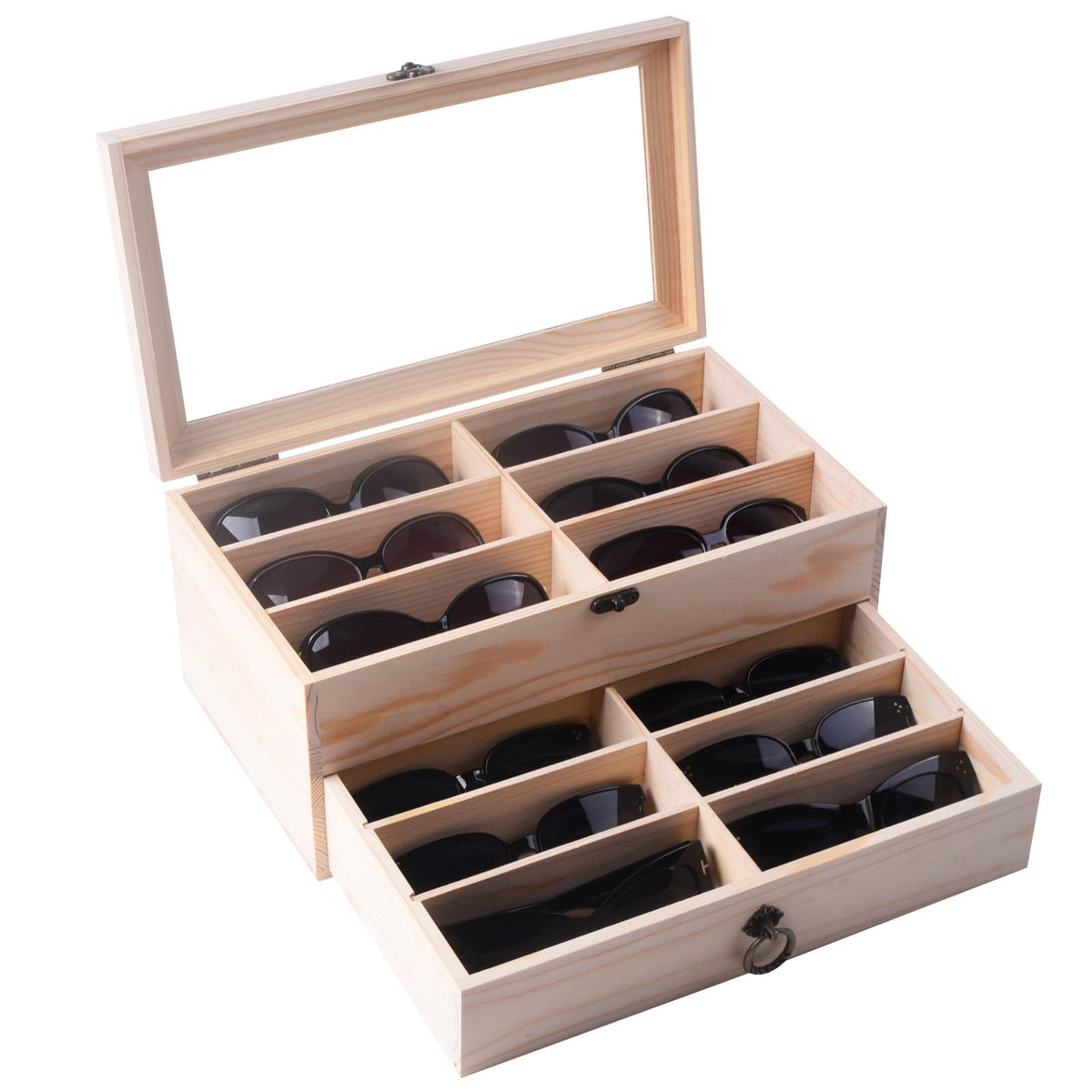 AUTOARK Leather 12 Piece Sunglass Storage Display Case,Black,AW-023