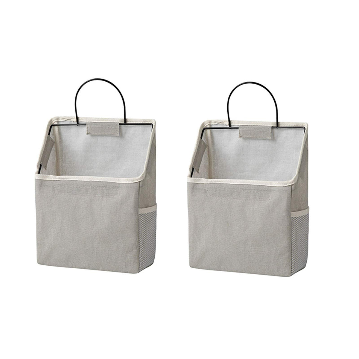 Wall-Hanging Storage Bags, Desktop Organizer Basket Cotton Linen Hanging Storage Basket for Kitchen,Bderoom,Living Room (#2 White)