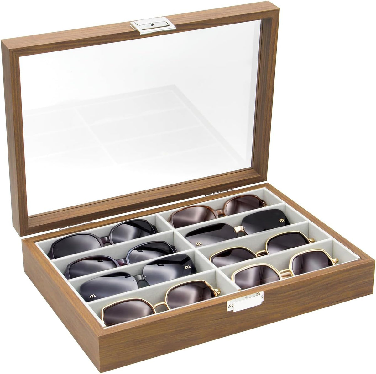 8 Slots Sunglass Organizer, PU Leather Eyewear Display Tray