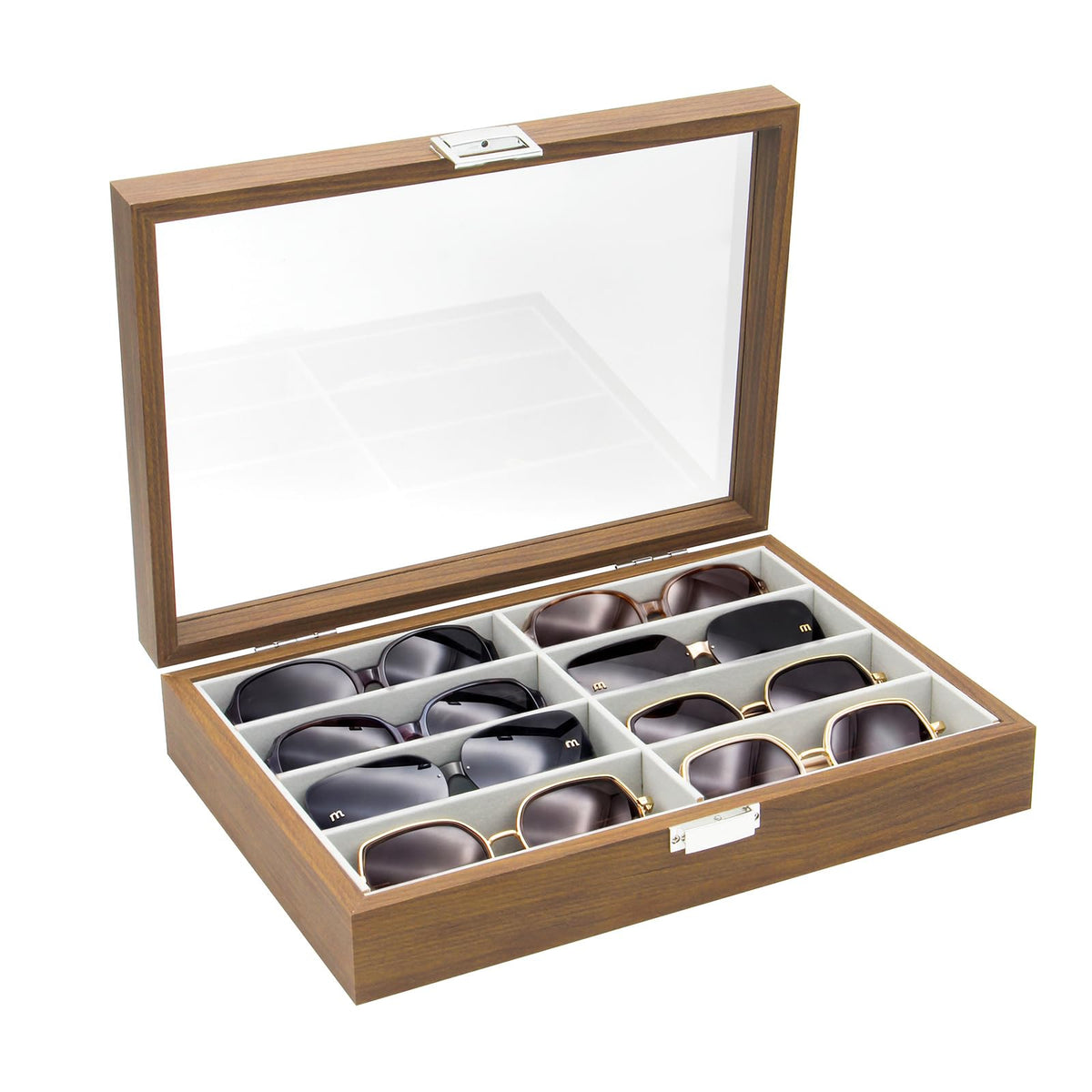 8 Slots Sunglass Organizer, PU Leather Eyewear Display Tray
