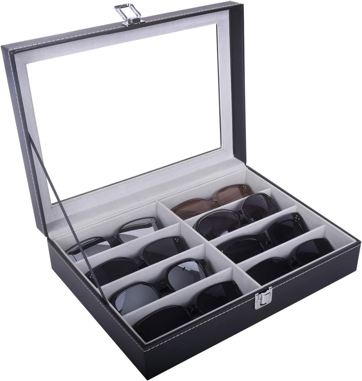 AUTOARK Leather 8 Piece Eyeglasses Storage and Sunglass Glasses Display Case Organizer