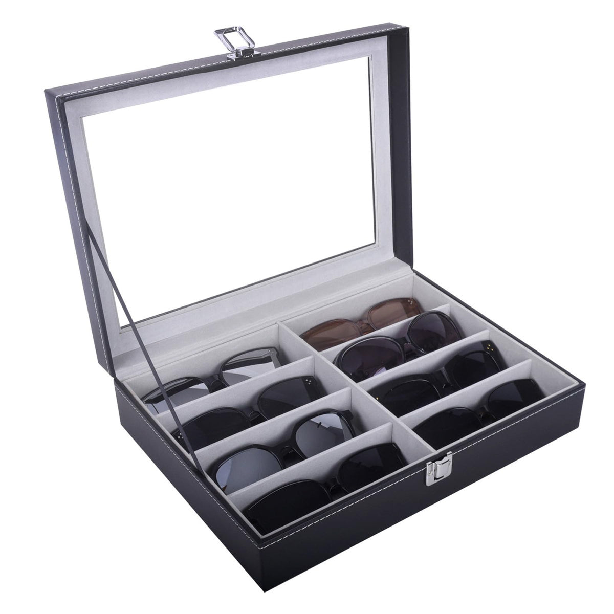 AUTOARK Leather 8 Piece Eyeglasses Storage and Sunglass Glasses Display Case Organizer