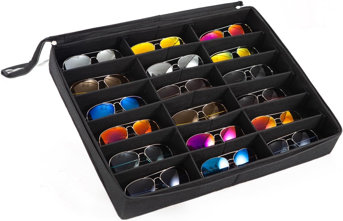 Glasses Organizer Sunglasses Case Clear Lid Shade Eyeglass Storage Box Tray