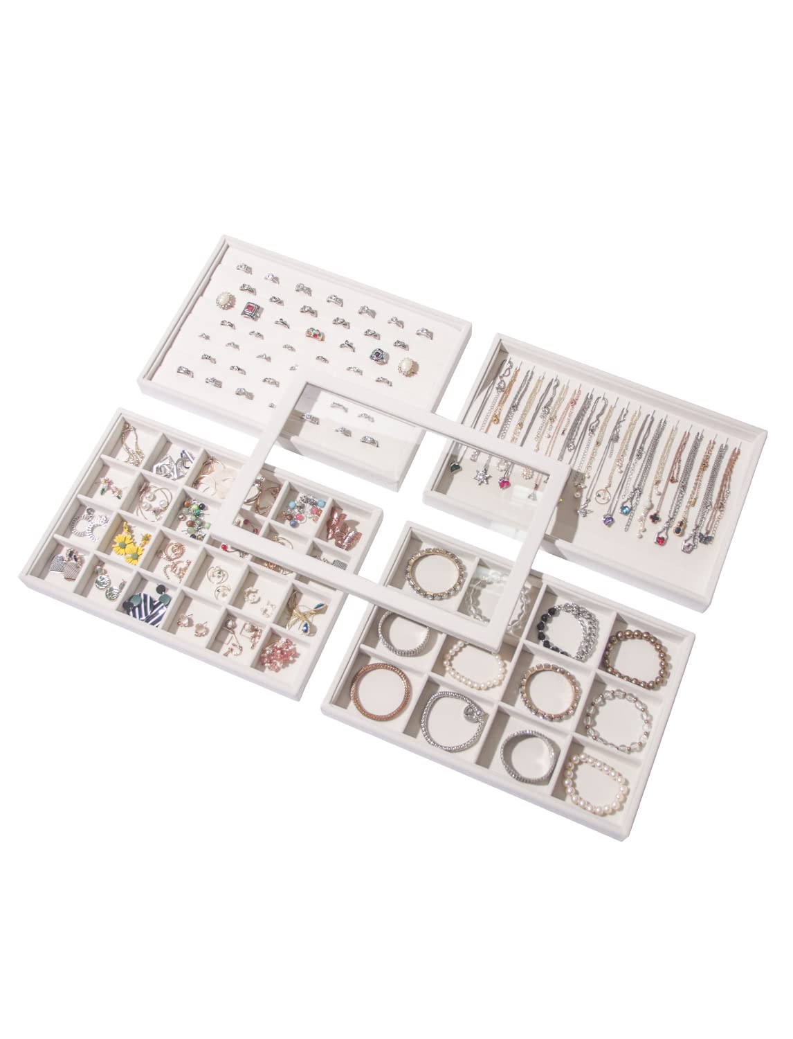 Coward Sunglass Organizer, Beige Velvet Glasses Trays - Eyeglasses Watches Jewelry Display - Men Women (8 Grids)