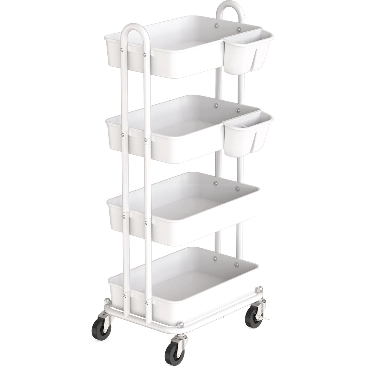 Simple Houseware 4-Tier Rolling Utility Cart with Hanging Bucket, Turquoise