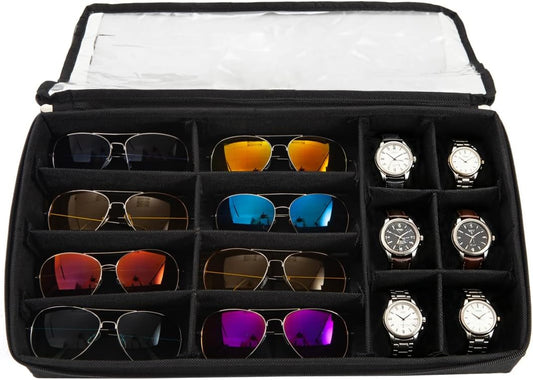 Glasses Organizer Box Clear Lid Shade Tray Eyeglass Storage Sunglasses Case