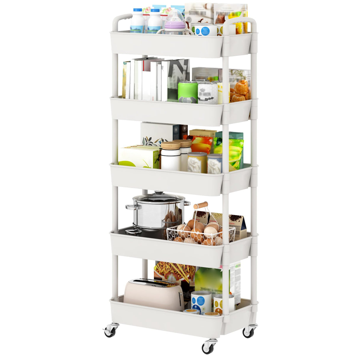 Sywhitta 3-Tier Plastic Rolling Utility Cart with Wheels for Storage,Black