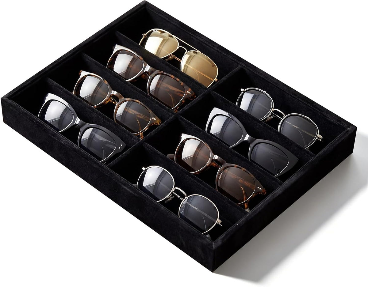Stratalife 8 Grids Drawer Sunglasses Organizer Tray, Black Velvet