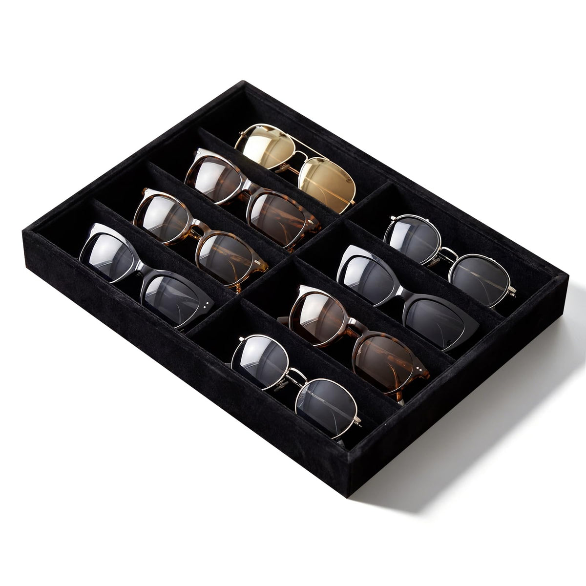 Stratalife 8 Grids Drawer Sunglasses Organizer Tray, Black Velvet