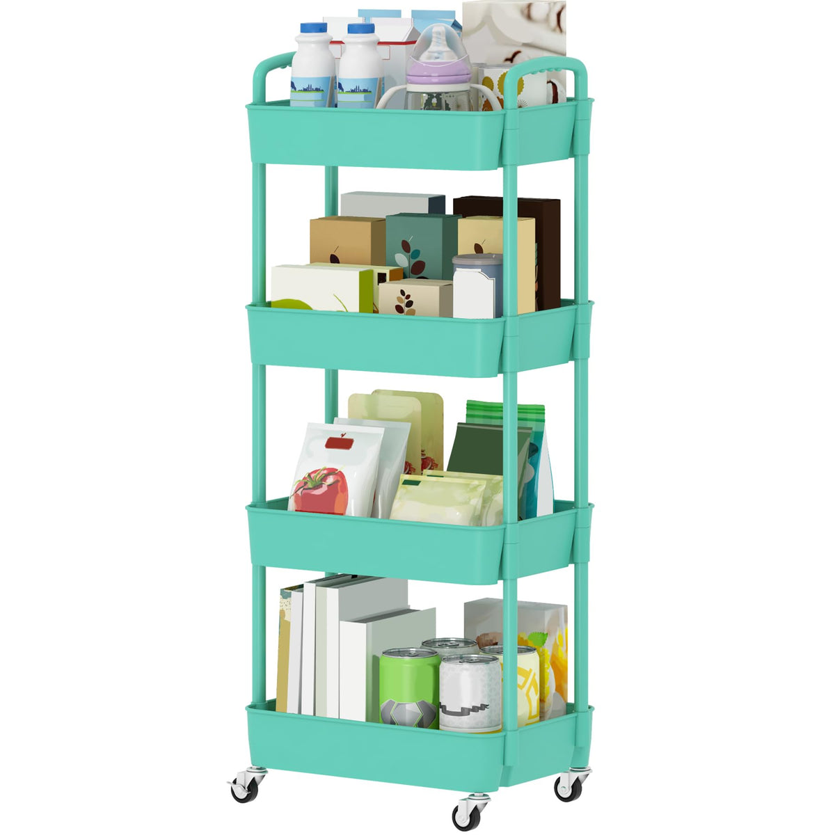 Sywhitta 6-Tier Plastic Rolling Utility Cart with Wheels for Storage,Black