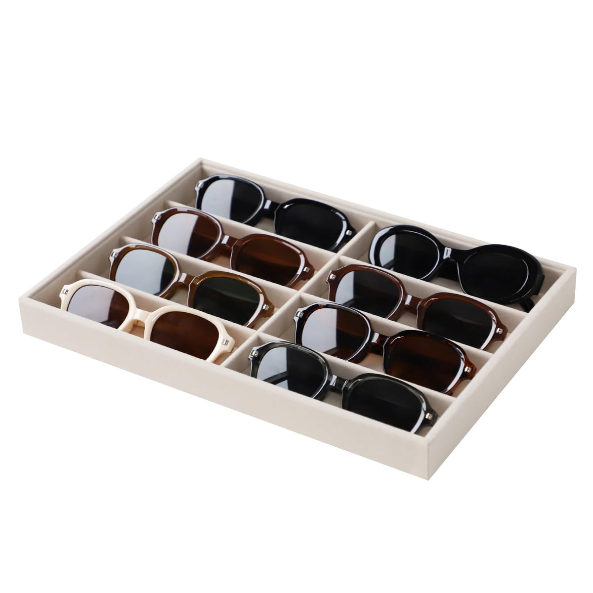 Stratalife 8 Grids Drawer Sunglasses Organizer Tray, Black Velvet