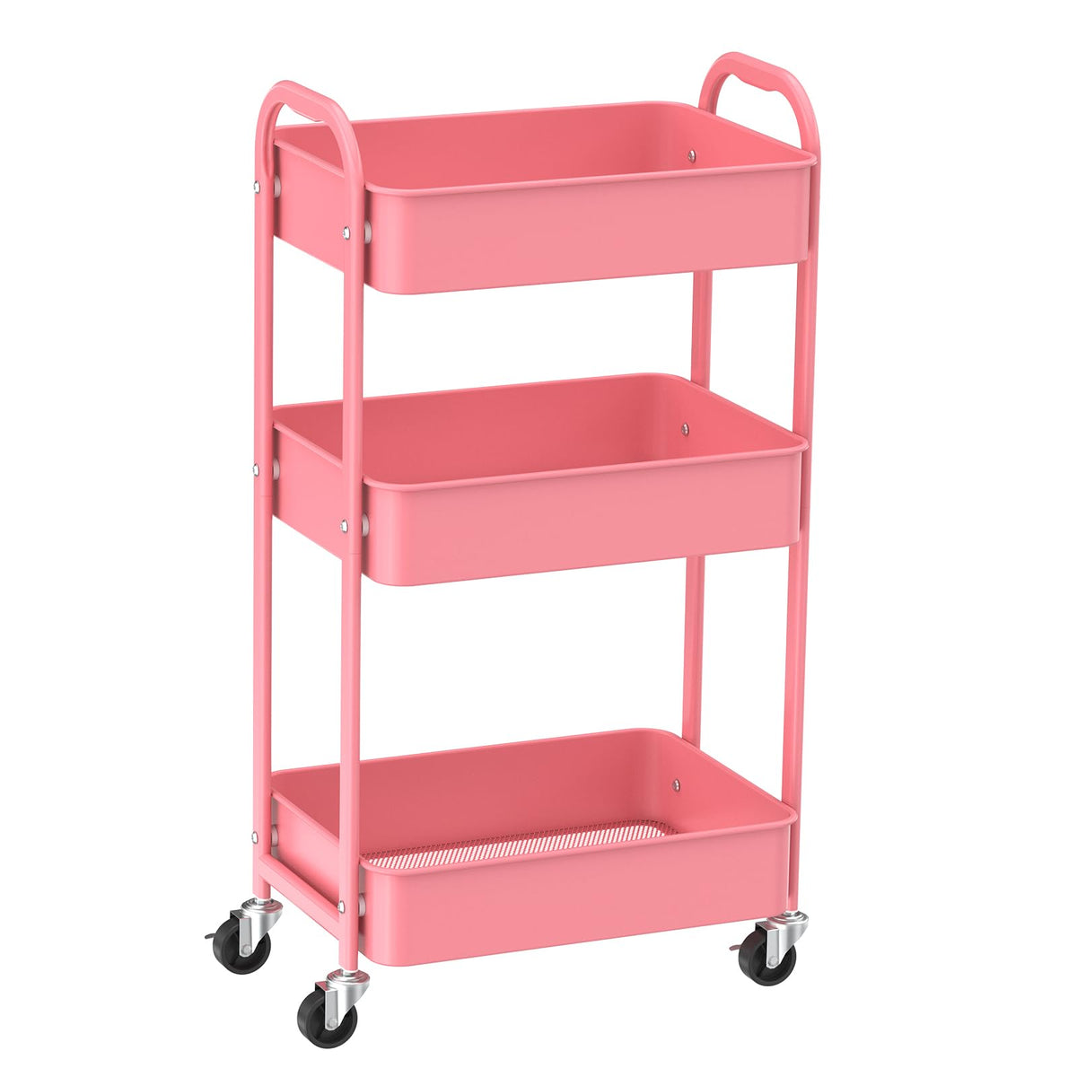 3-Tier Rolling Utility Cart with Caster Wheels Easy Assembly, Black