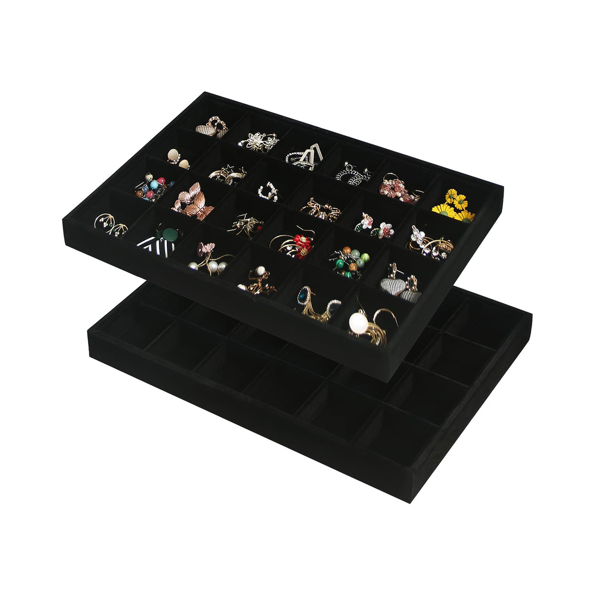 Coward Sunglass Organizer, Beige Velvet Glasses Trays - Eyeglasses Watches Jewelry Display - Men Women (8 Grids)