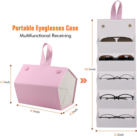 SMARTTOP Sunglass Eyeglass Organizer Collector 5 slot 6 Slot PU Eyeglasses Storage Case Box Multiple Hanging Eyewear Display