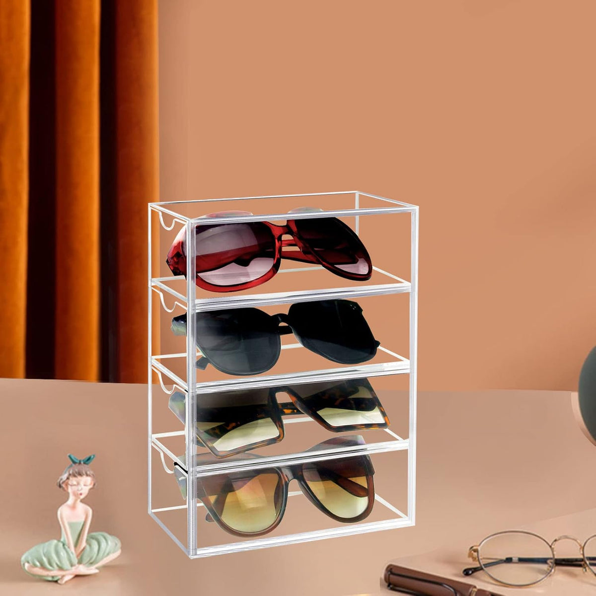 Tasybox Sunglasses Organizer, Eyeglass Case, Eyeglass Holder with 4 Drawers