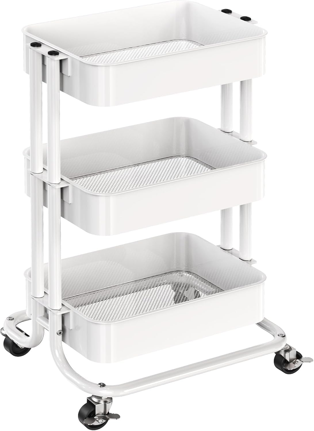 Pipishell 4 Tier Metal Rolling Utility Cart with 2 Lockable Wheels, Black