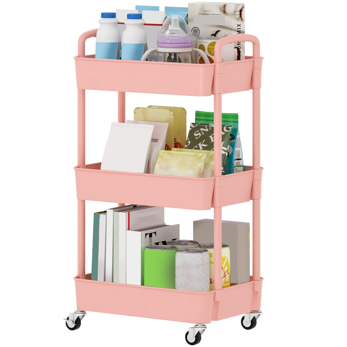 Sywhitta 6-Tier Plastic Rolling Utility Cart with Wheels for Storage,Black