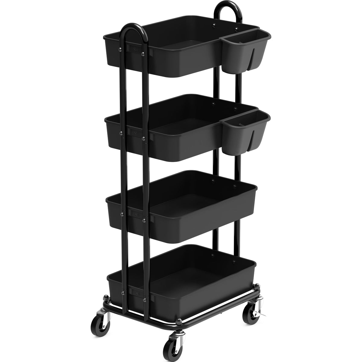 Simple Houseware 4-Tier Rolling Utility Cart with Hanging Bucket, Turquoise