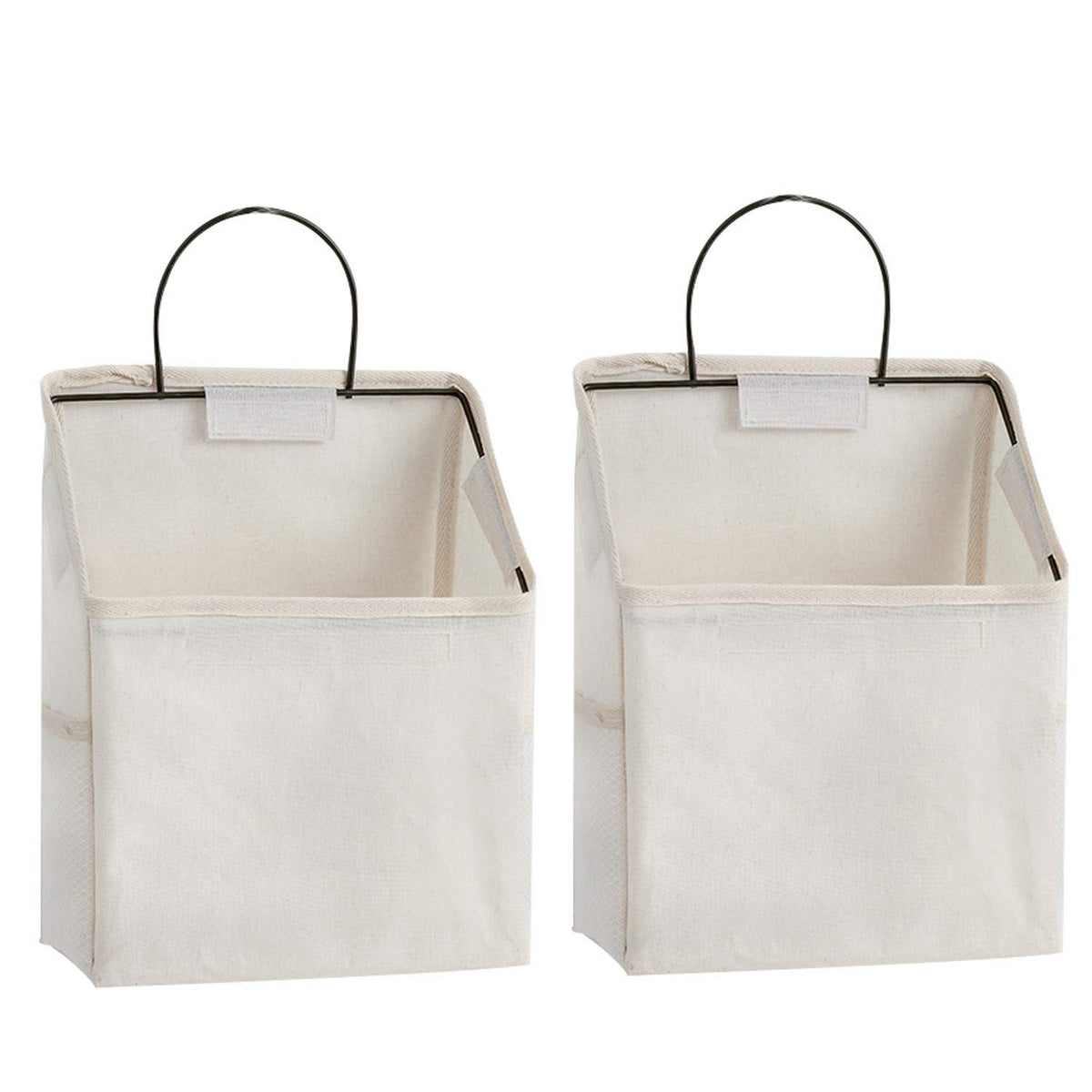 Wall-Hanging Storage Bags, Desktop Organizer Basket Cotton Linen Hanging Storage Basket for Kitchen,Bderoom,Living Room (#2 White)