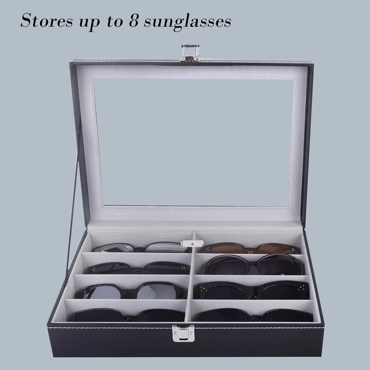 AUTOARK Leather 8 Piece Eyeglasses Storage and Sunglass Glasses Display Case Organizer