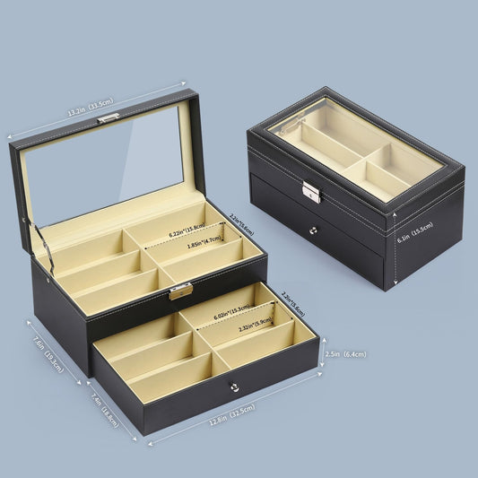 AUTOARK Leather 12 Piece Sunglass Storage Display Case,Black,AW-023